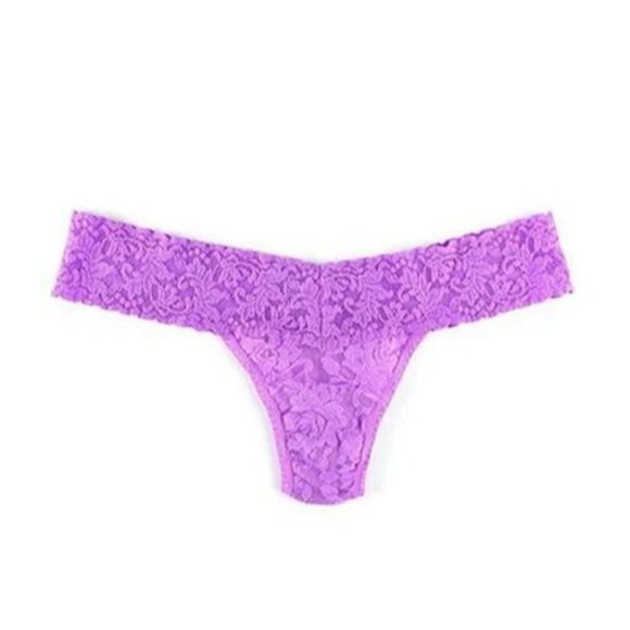 NEW Hanky Panky 4PR Purple & Green Signature Lace Low Rise Thong Underwear 82384